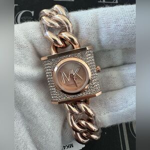 BNIB Michael Kors Gold-Tone Crystal Chain Watch